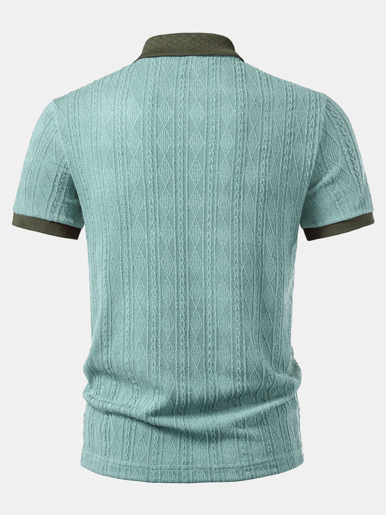 Contrast Collar Geometric Jacquard Knit Polo