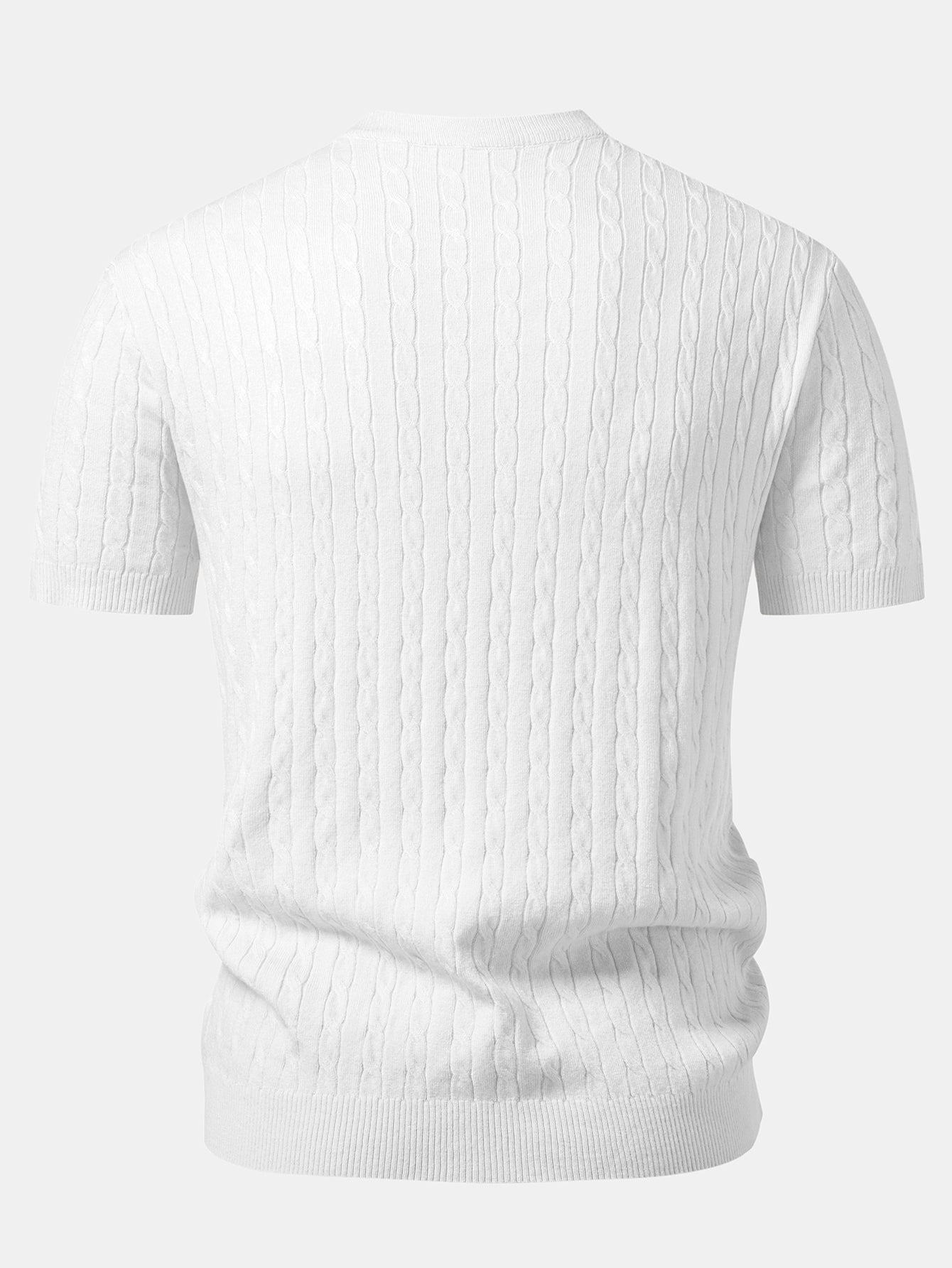 Twisted Jacquard Crew Collar Knit T-Shirt