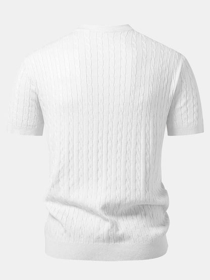 Twisted Jacquard Crew Collar Knit T-Shirt