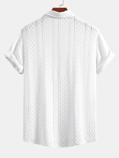 Geometry Rhombus Jacquard Button Up Shirt