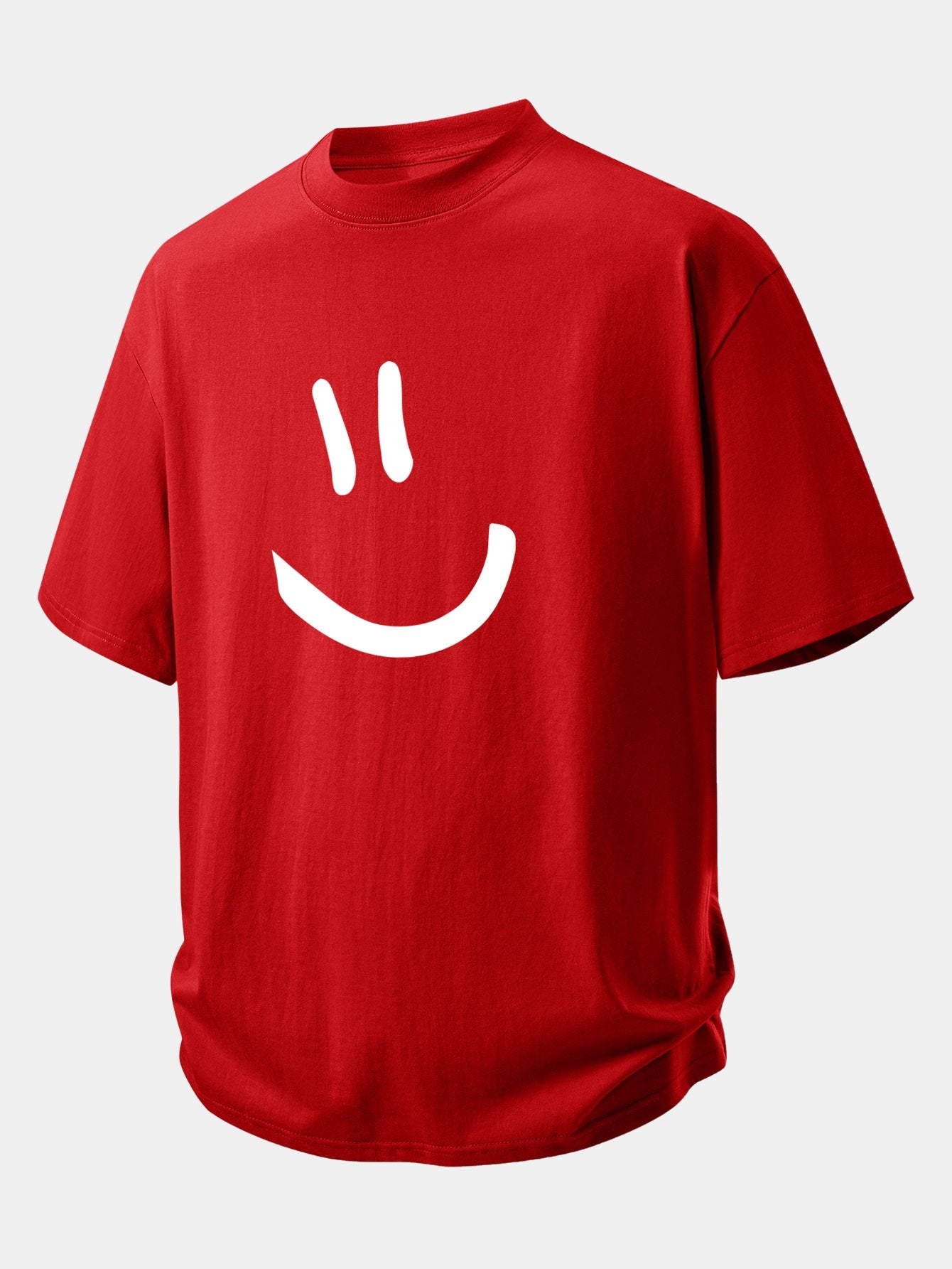 Relax Fit Smiley Face Print Cotton T-Shirt