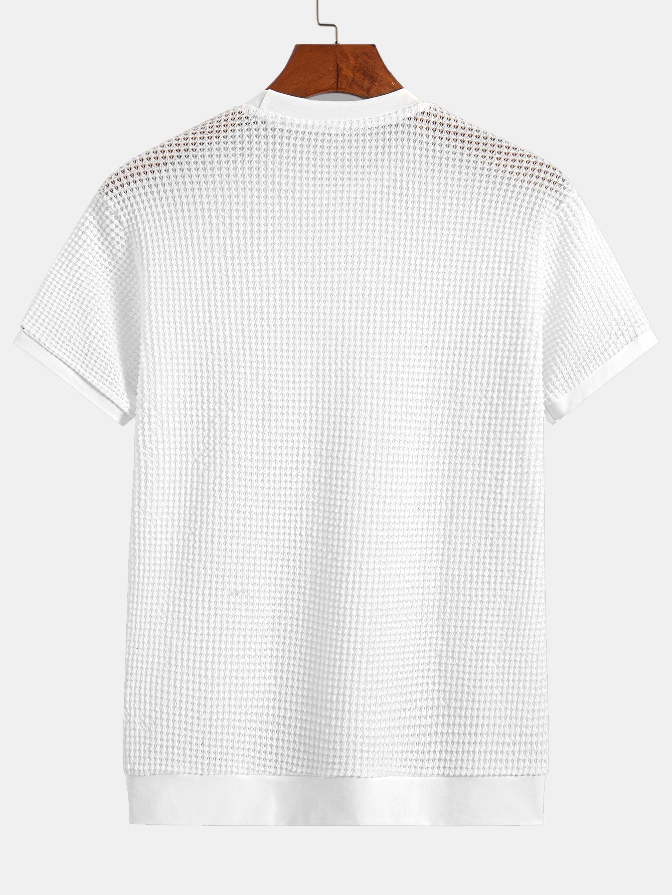 Short Sleeve Waffle Ribbed Hem T-Shirt