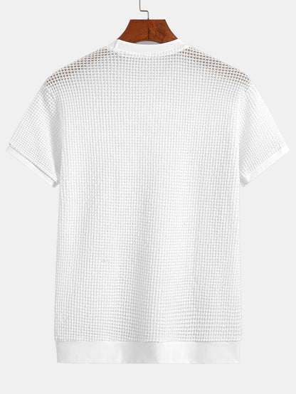 Short Sleeve Waffle Ribbed Hem T-Shirt