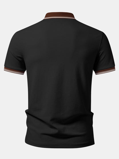 Contrast Trim Textured Polo