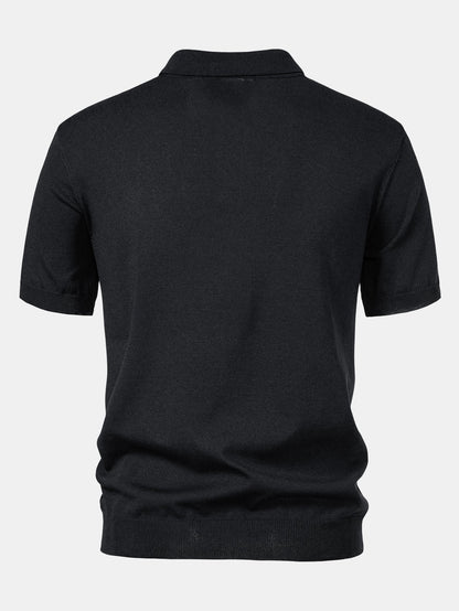 Stripe Jacquard Knit Polo Shirt