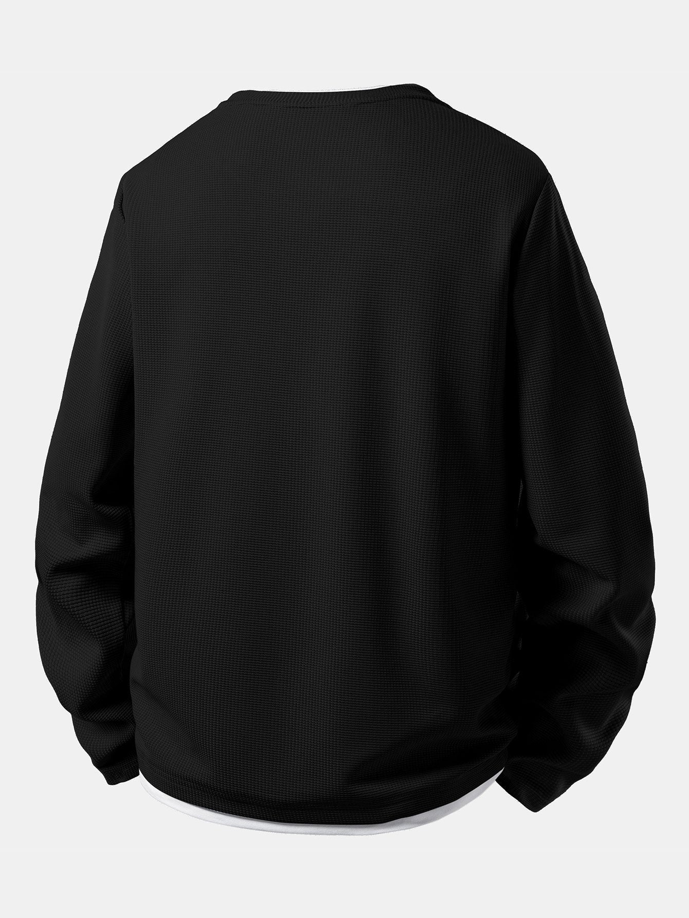 2 In 1 Long Sleeved Crew Neck Waffle T-Shirt