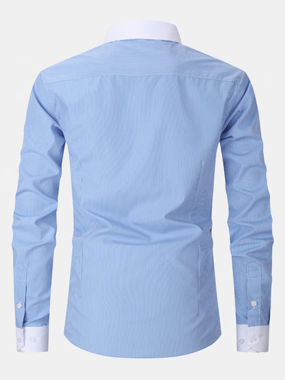 Stripe Contrast Collar Dress Shirt