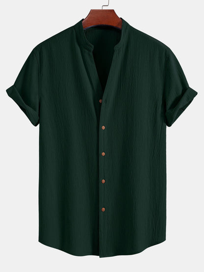 Crinkled Textured V Neck Shirt