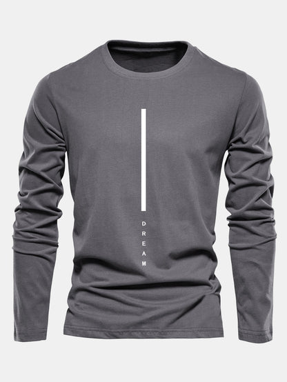 Long Sleeve Dream Stripe Print Cotton T-Shirt