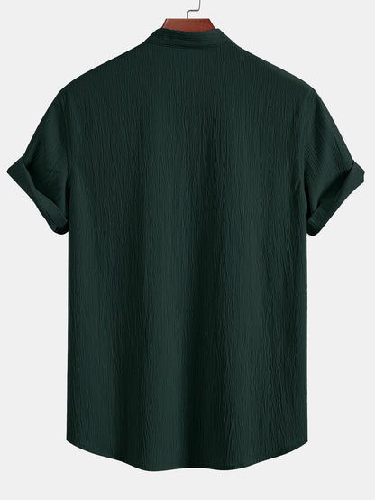 Crinkled Textured V Neck Shirt