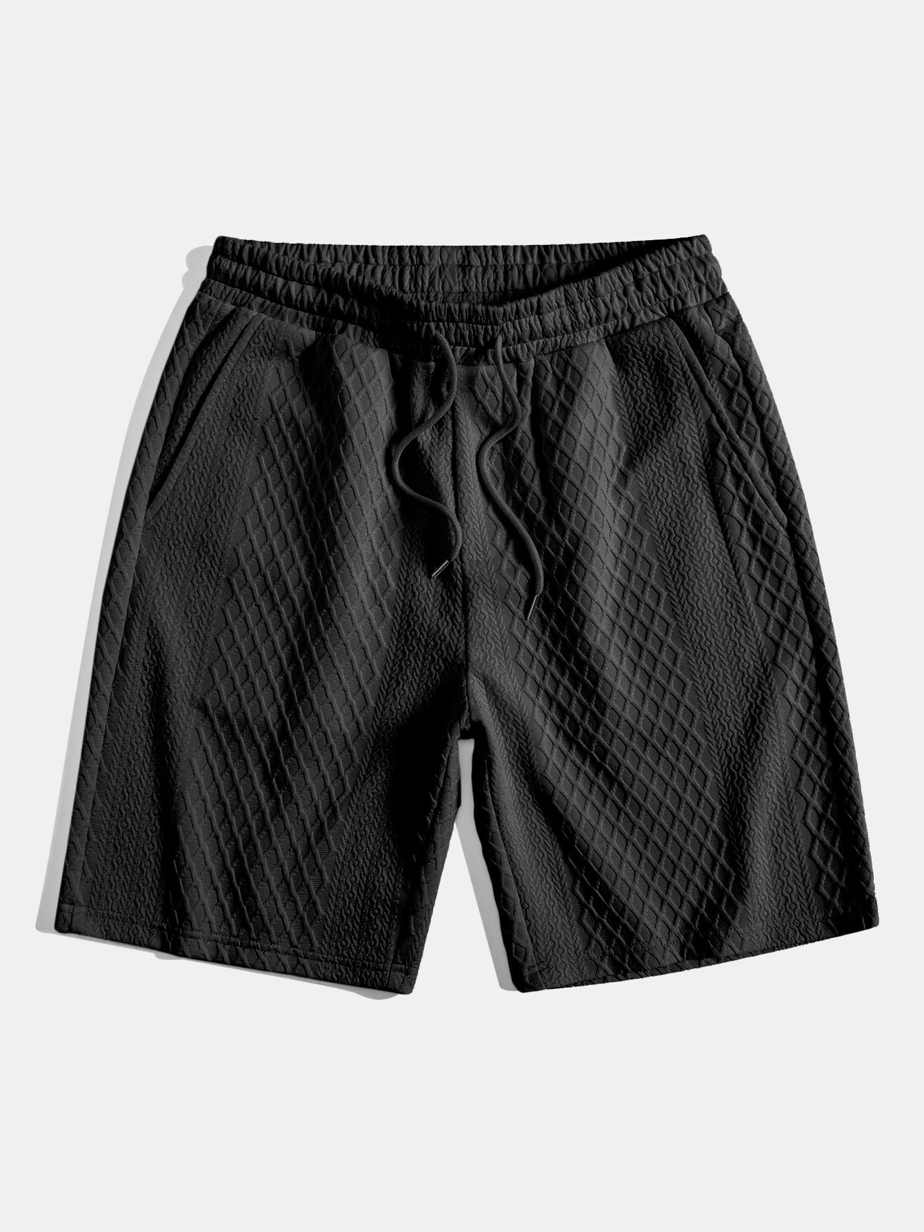 3 Pieces Diamond Geometric Jacquard Drawstring Shorts