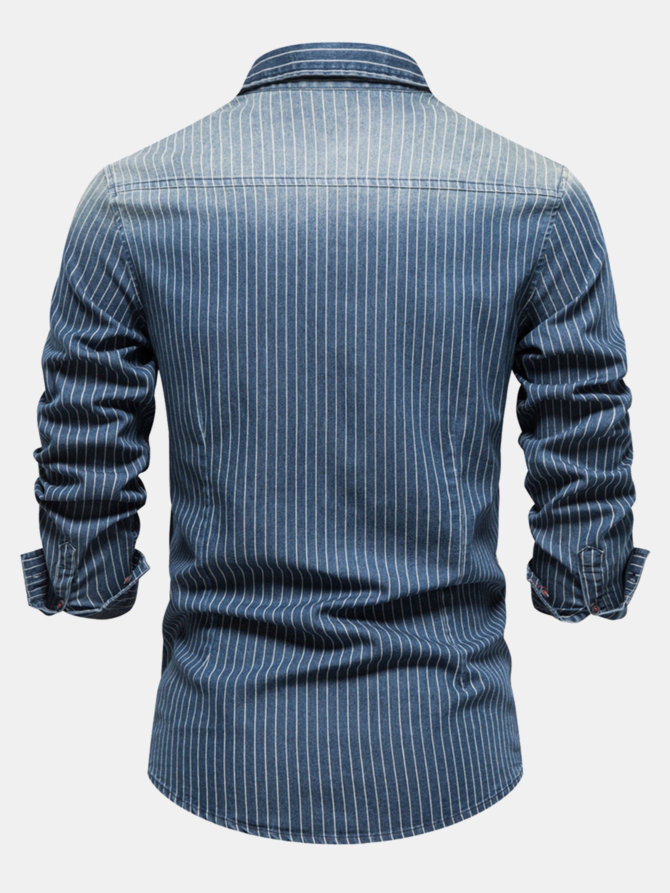 Stripe Washed Denim Shirt With Pockets