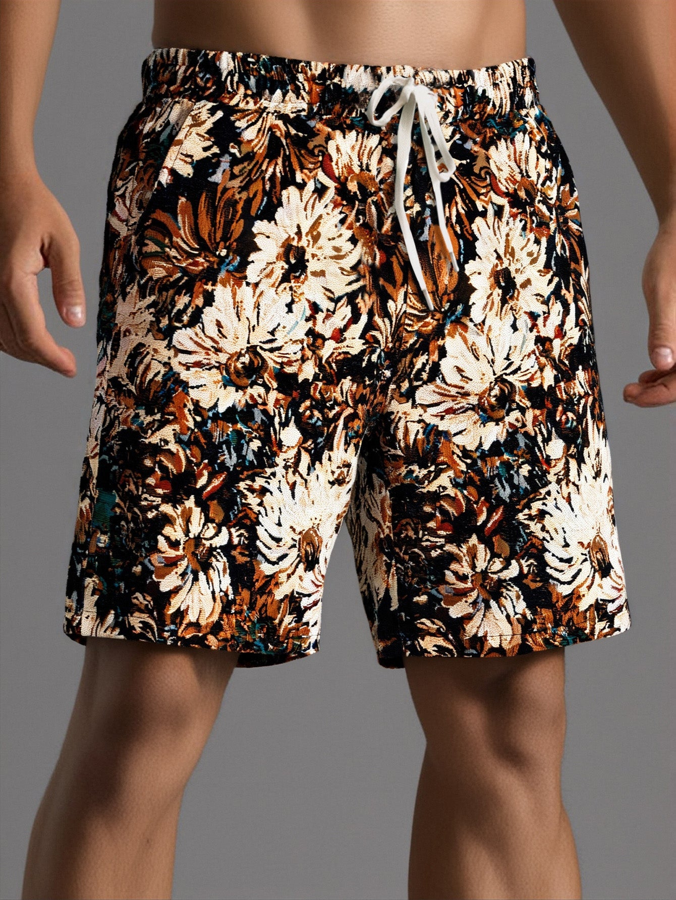 Painted Floral Jacquard Shorts