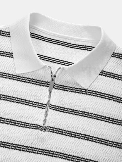 Striped Zipper Knit Polo