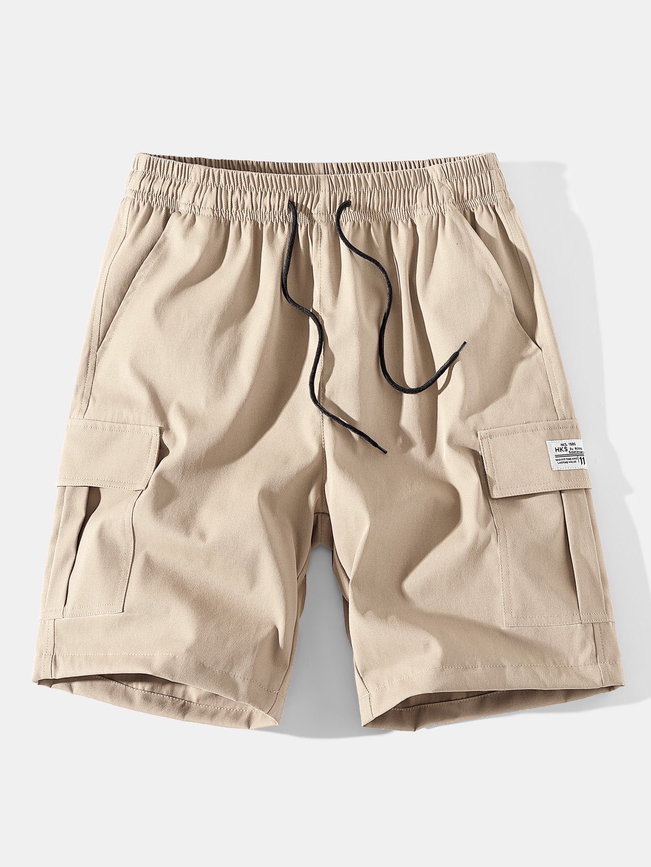 3 Pieces Solid Color Cargo Drawstring Shorts