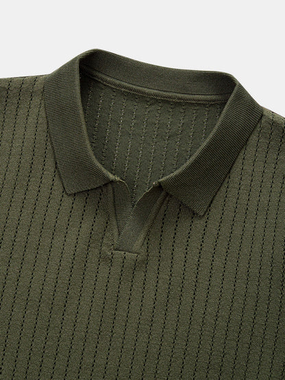 Johnny Collar Open Knit Polo