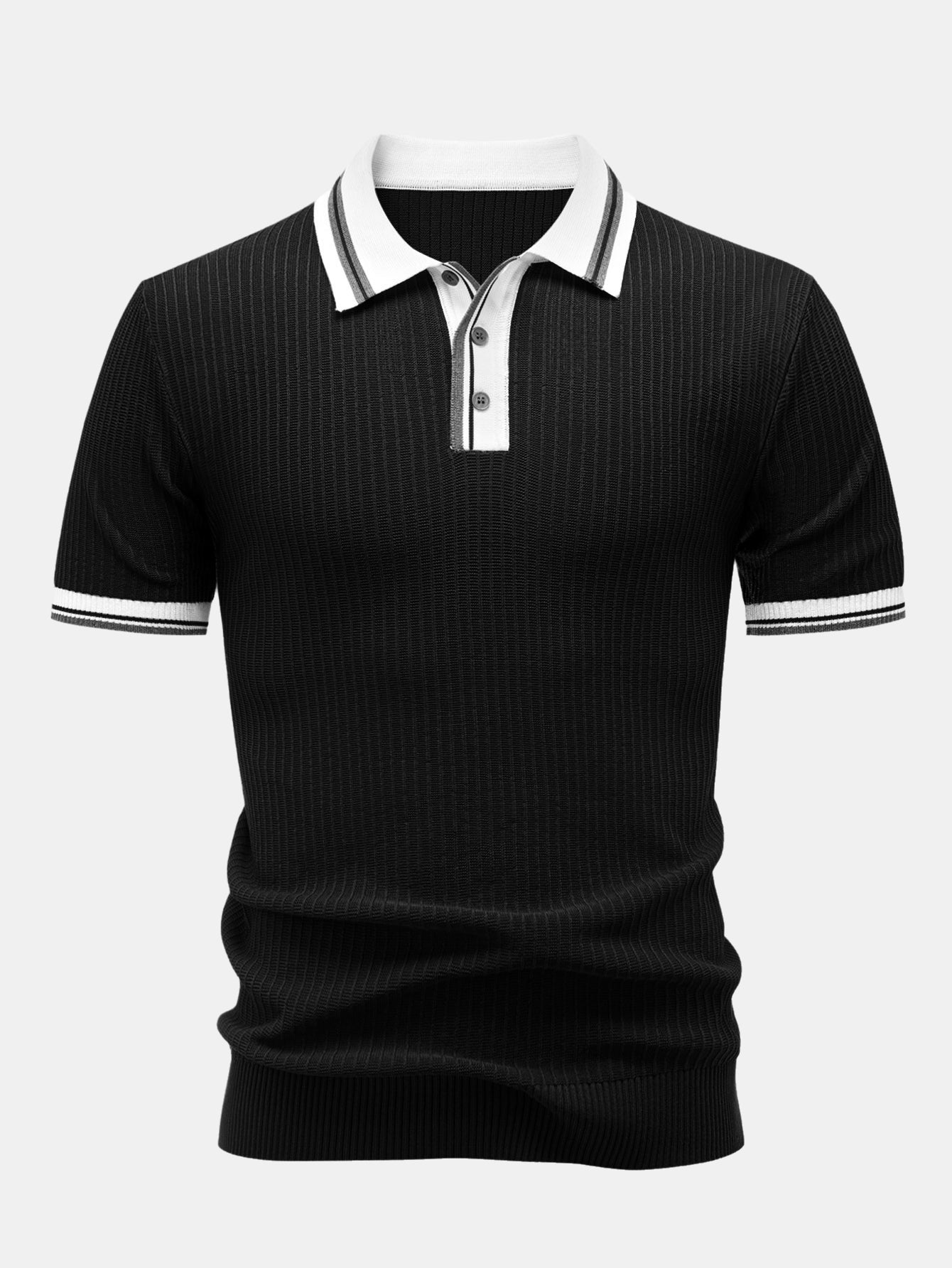 Contrast Trim Knit Polo Shirt