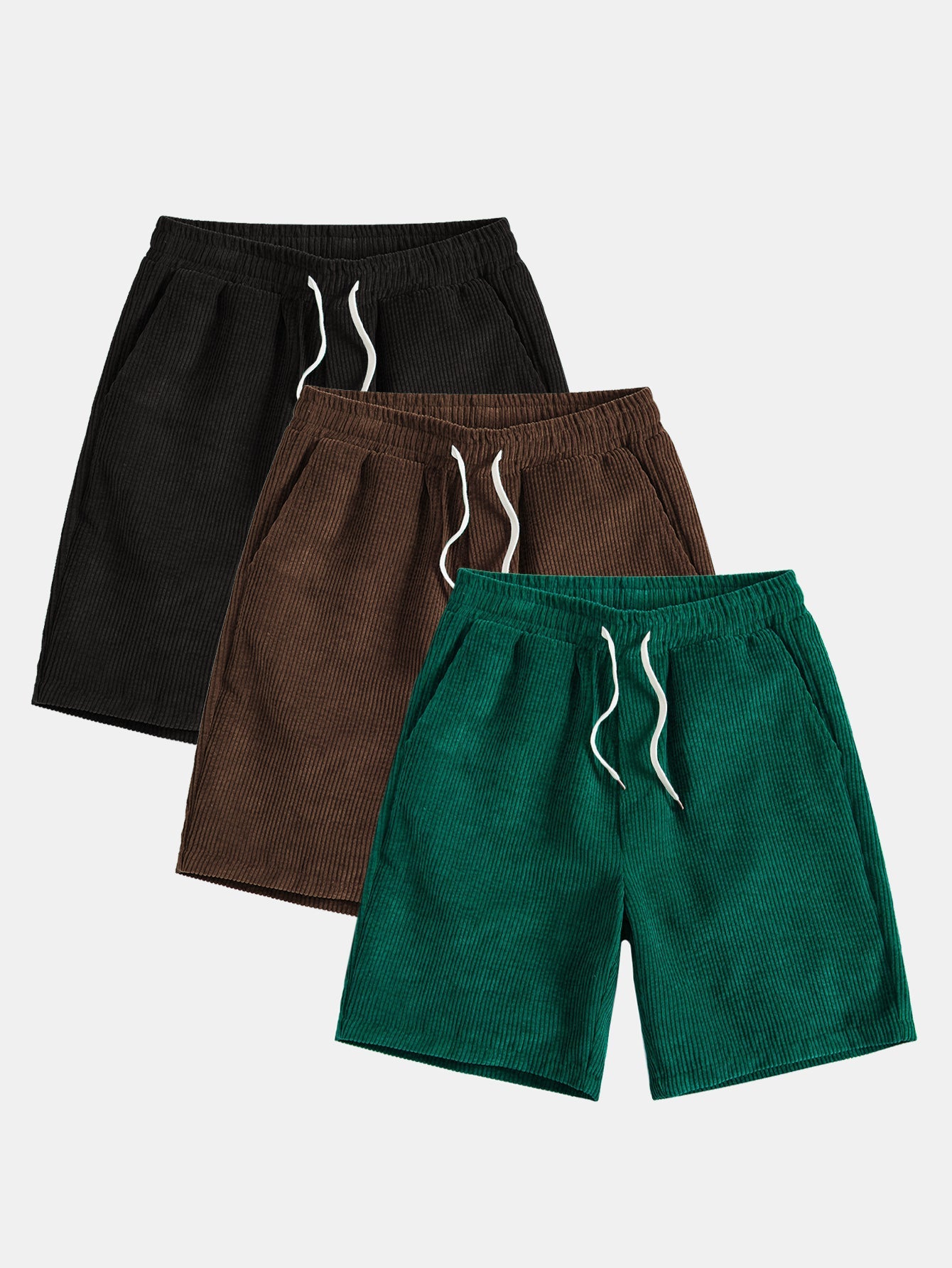 3 Pieces Drawstring Corduroy Shorts