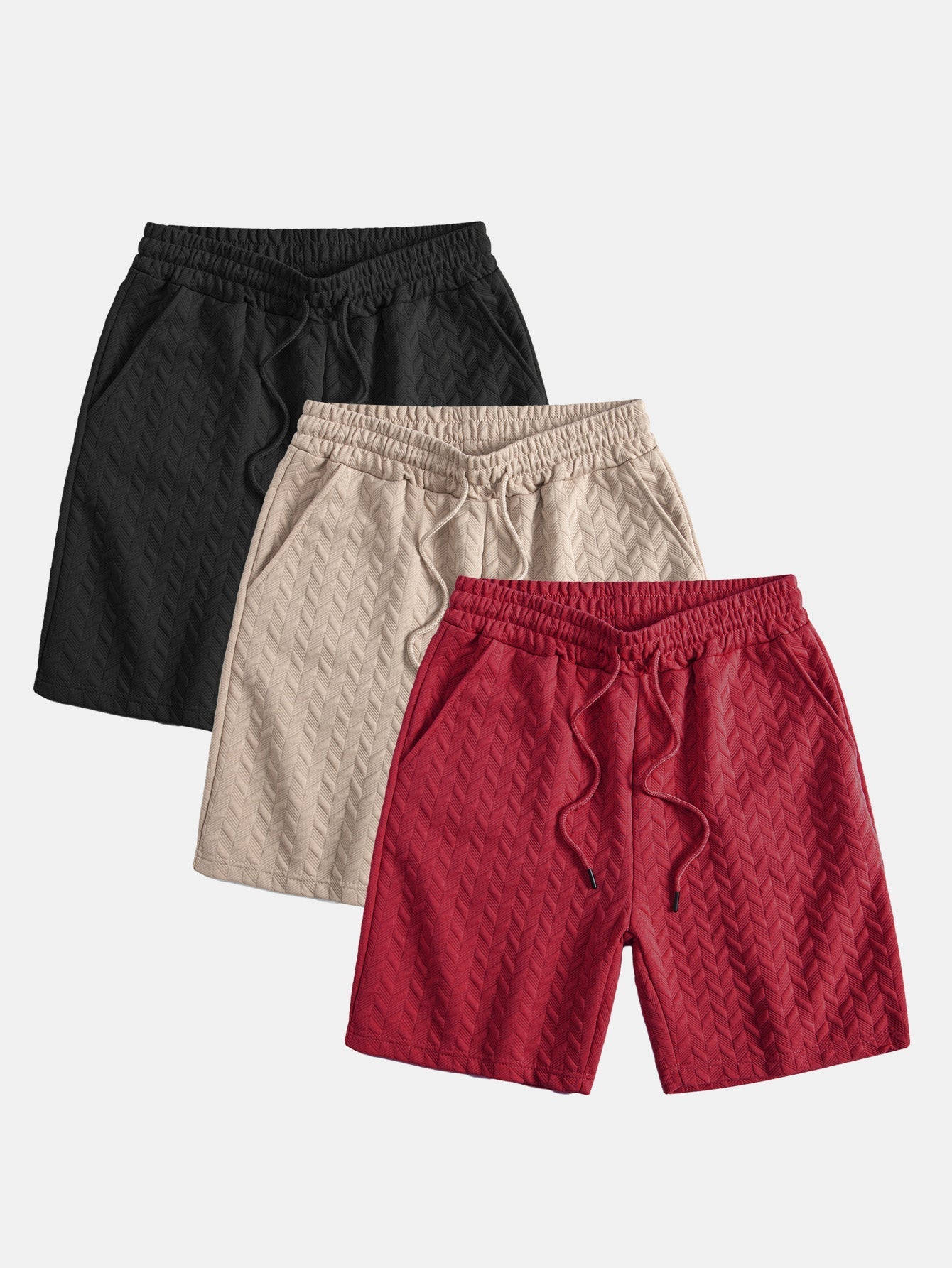 3 Pieces Geometric Jacquard Shorts