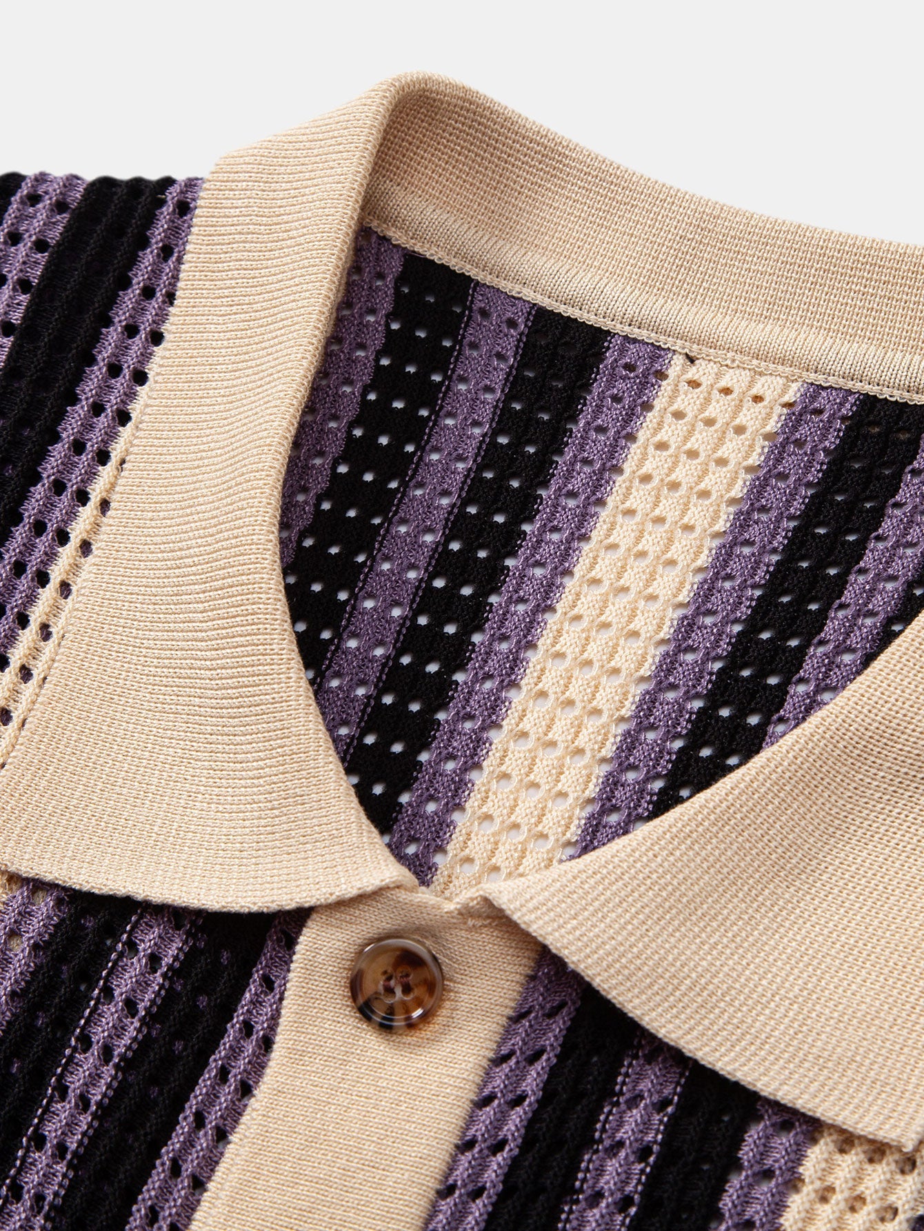 Stripe Eyelet Crochet Shirt