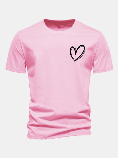 Regular Fit Heart Print Cotton T-Shirt