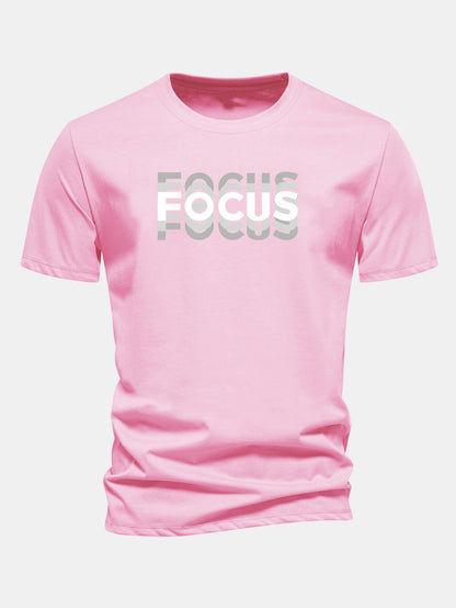 Regular Fit Focus Slogan Print Cotton T-Shirt