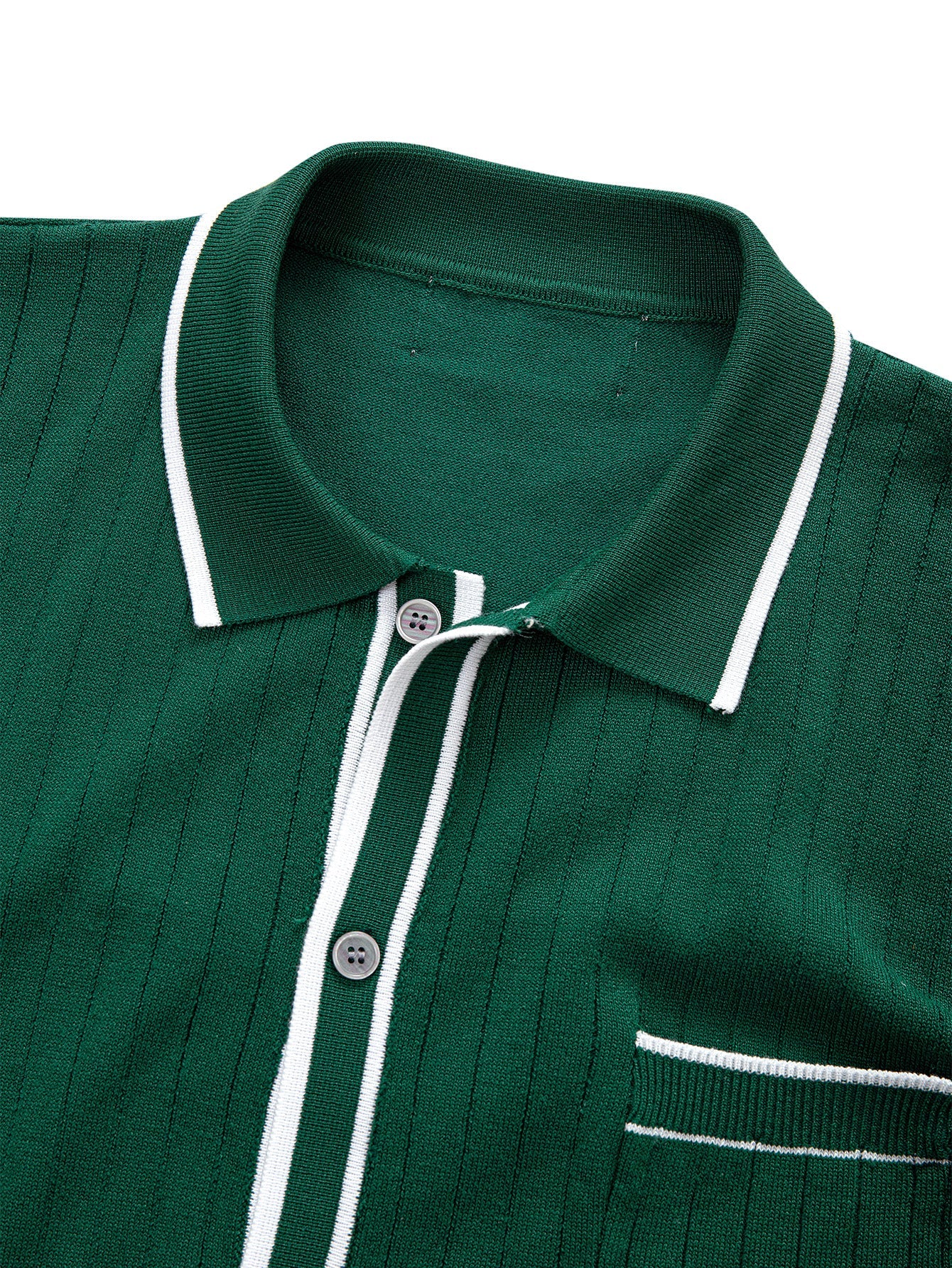 Contrast Trim Ribbed Knit Shirt