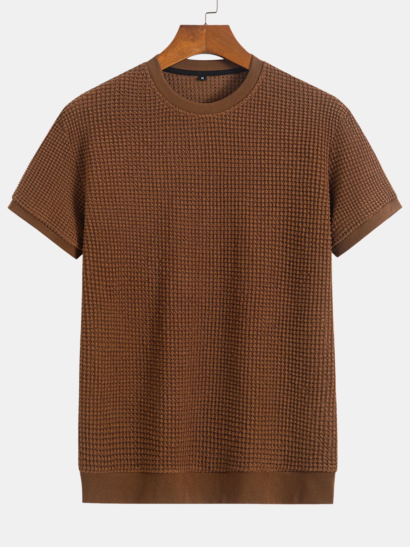 Short Sleeve Waffle Ribbed Hem T-Shirt