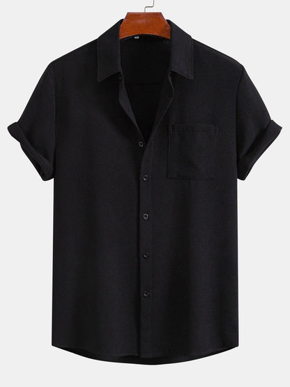 Waffle Textured Button Up Shirt With Pocket