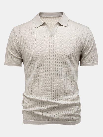 Johnny Collar Open Knit Polo