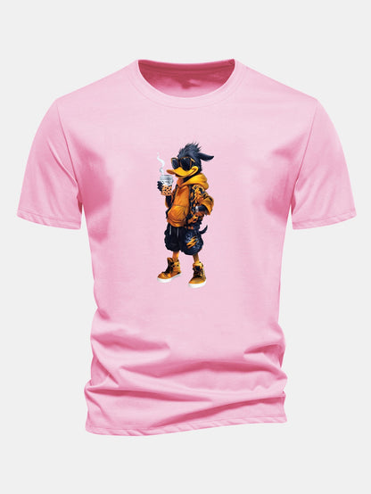 Regular Fit Carton Duck Print Cotton T-Shirt