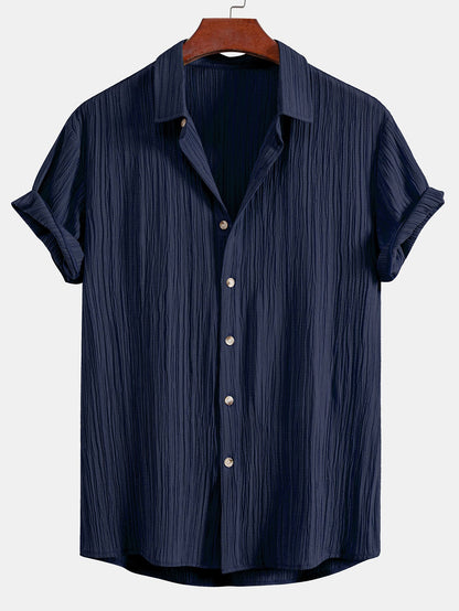 Crinkled Textured Button Up Shirt