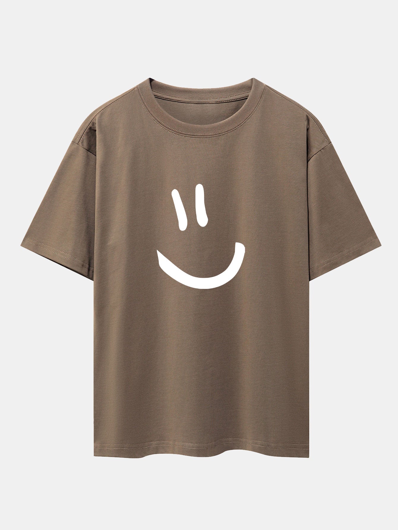 Smiley Face Print Drop Shoulder Oversize T-Shirt