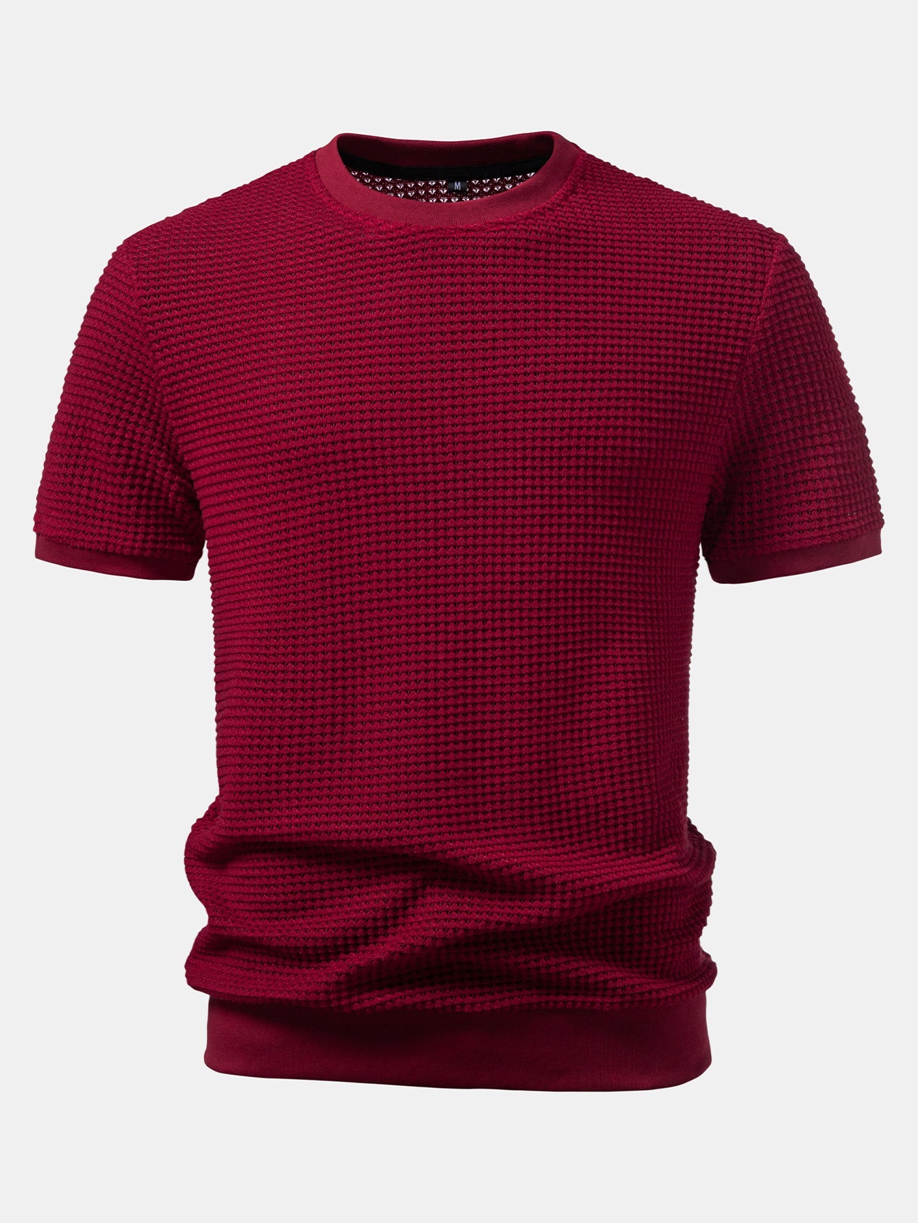 Short Sleeve Waffle Ribbed Hem T-Shirt