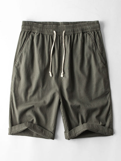 Linen And Cotton Blend 11" Shorts
