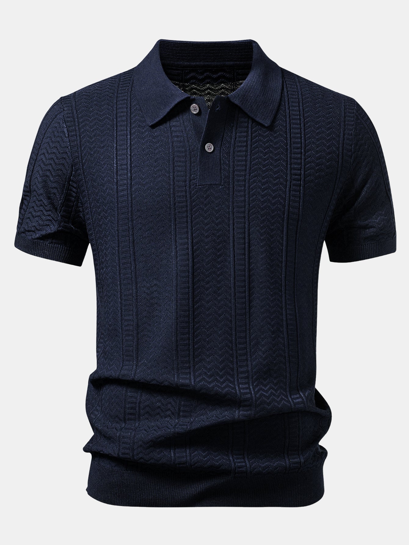 Geometric Jacquard Knit Polo