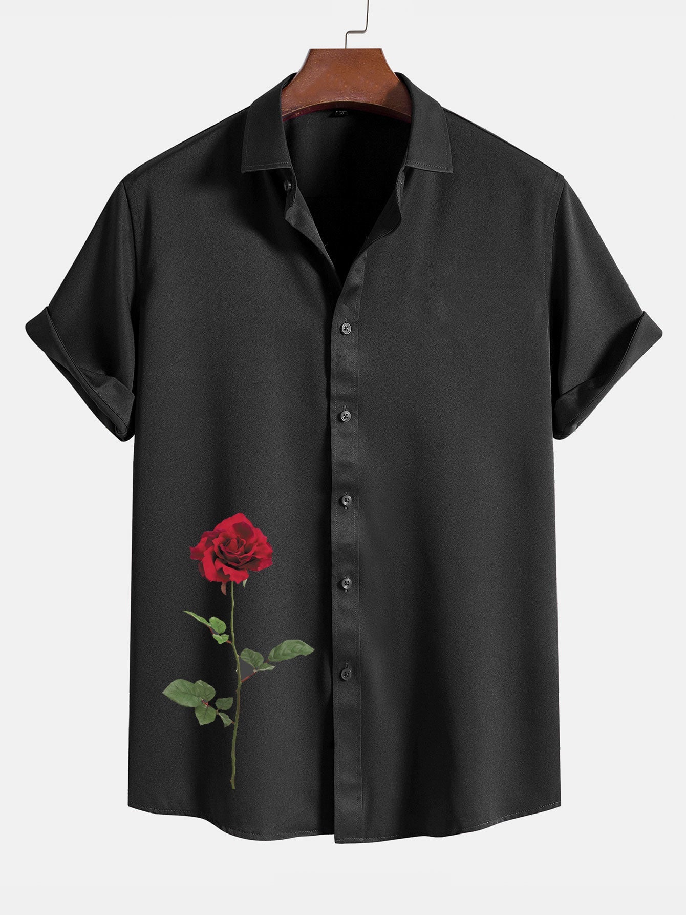 Red Rose Graphic Print Shirts
