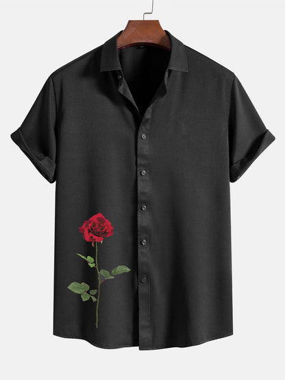 Red Rose Graphic Print Shirts