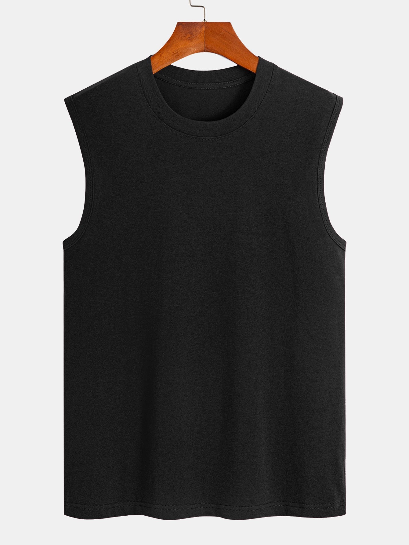 Solid Cotton Sleeveless T-Shirt
