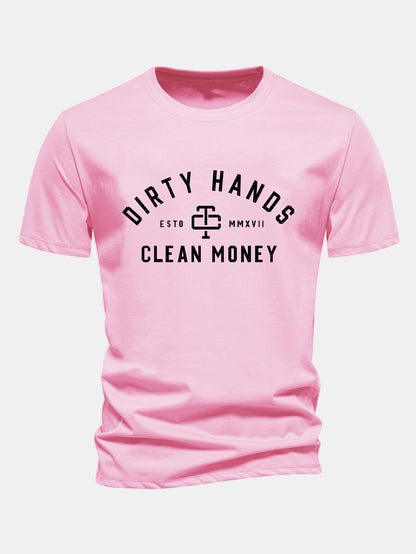 Regular Fit Dirty Hands Clean Money Print Cotton T-Shirt
