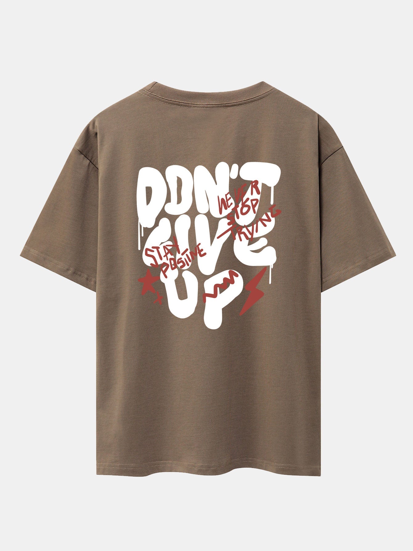 Don't Give Up Print Drop Shoulder Oversize T-Shirt