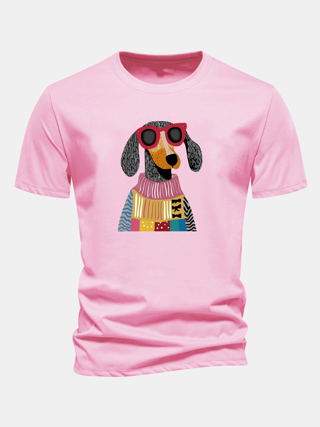 Regular Fit Sweater Dog Print Cotton T-Shirt