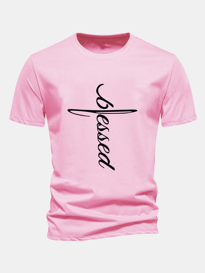 Regular Fit Blessed Print Cotton T-Shirt