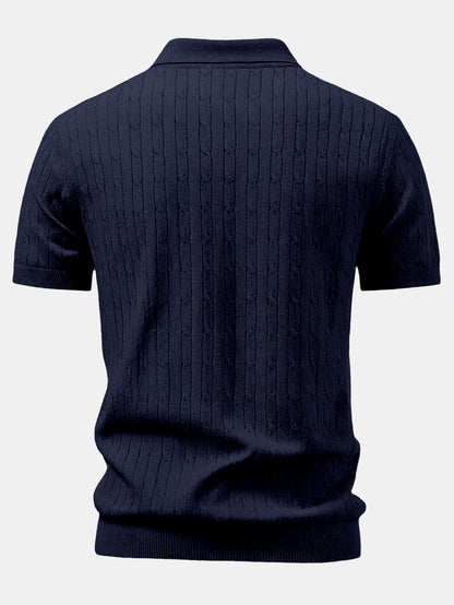 Twisted Jacquard Zipper Knit Polo