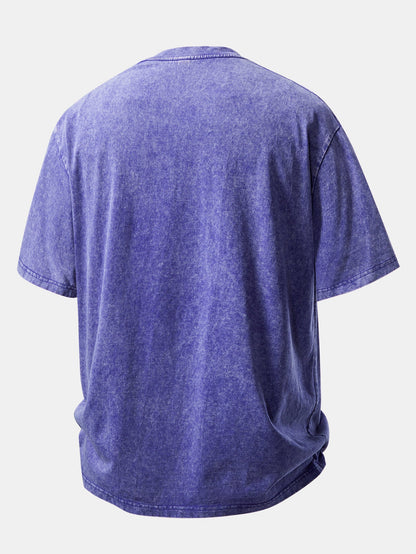 Basic Washed Distressed Drop Shoulder Oversize T-Shirt