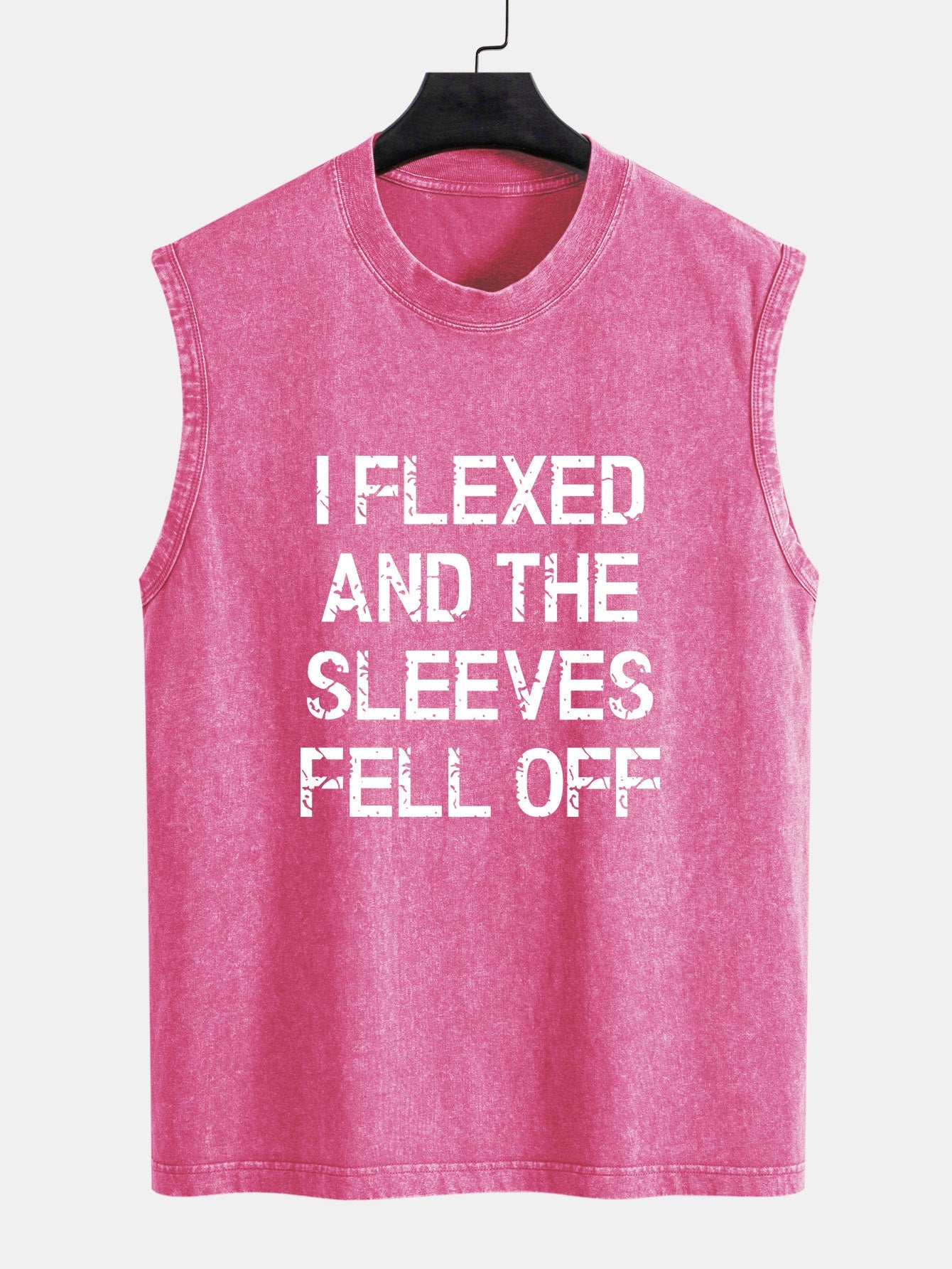 Slogan Print Washed Distressed Tank Top