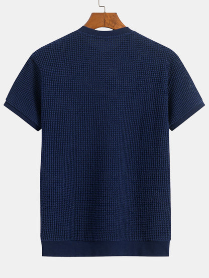 Short Sleeve Waffle Ribbed Hem T-Shirt