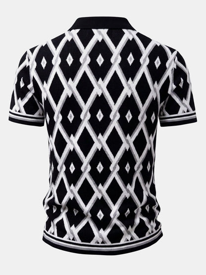 Retro Rhombus Geometric Knit Shirt