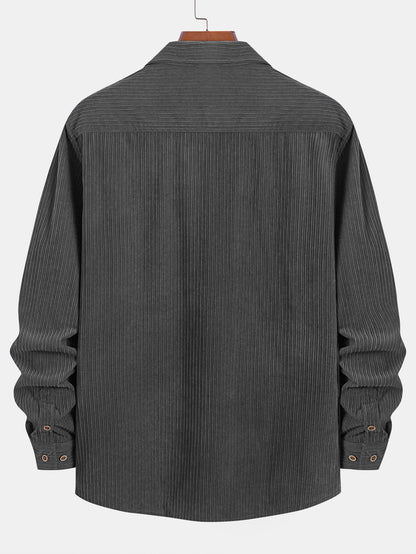 Long Sleeve Corduroy Pocket Button Up Shirt