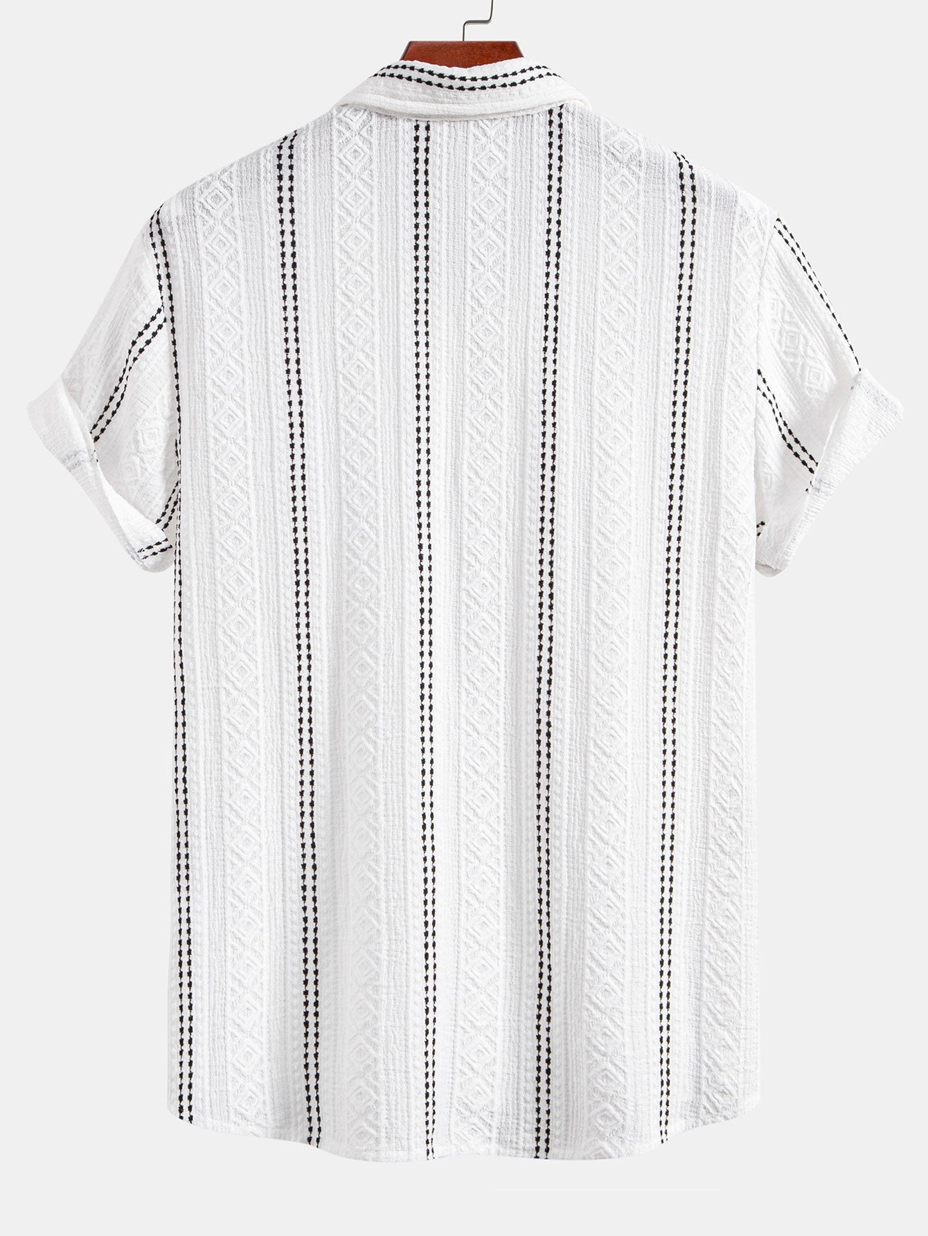 Geometric Striped Jacquard Button Up Shirt